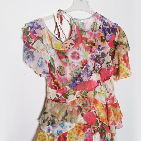 ZIMMERMANN Wonderland Flounce Floral Dress Asymmetrical High Low Tiered Ruffles - Picture 13 of 16